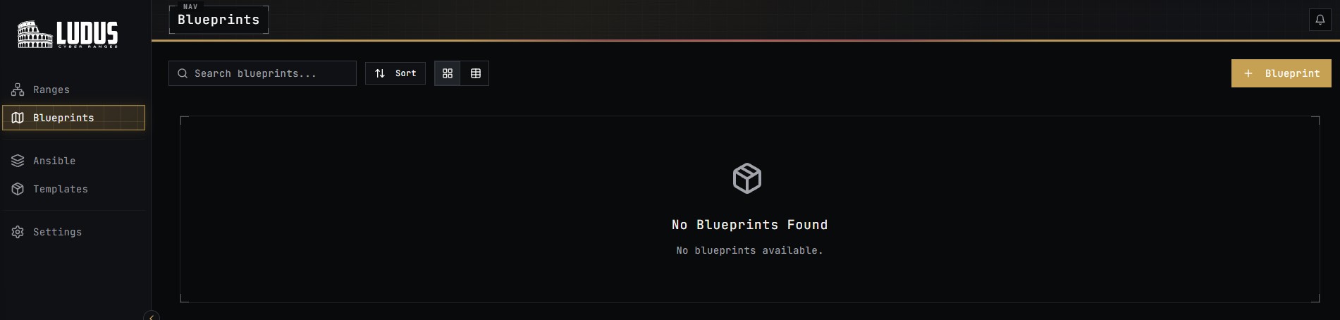 A screenshot showing the Blueprints Page