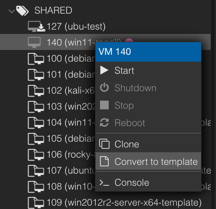 &#39;Converting a VM to a Template&#39;